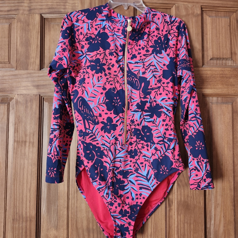 Lilly Pulitzer Randee rashguard bathing suit sz 14 EEUC swimsuit
